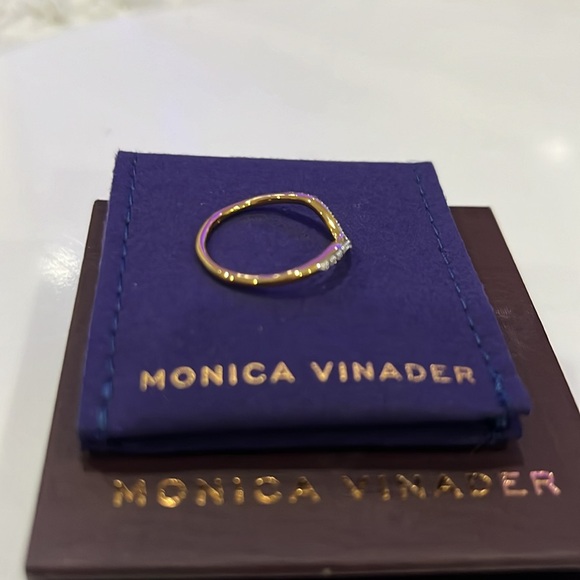❤️MONICA VINADER 18KT ROSE GOLD VERMEIL WAVE DIAMOND RING SIZE 5.75 BRAND NEW - Picture 3 of 4